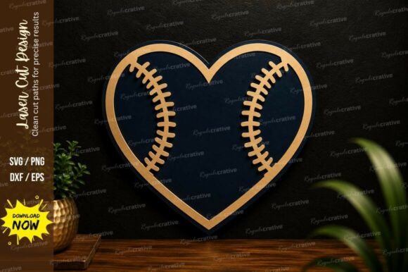 Baseball Heart Ornament Laser Cut SVG: Premium Design
