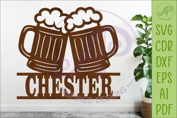 Beer Mug Name Sign SVG: Bar Wall Decor