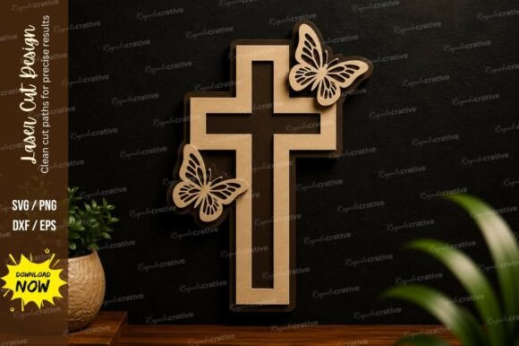 Butterfly Cross Laser Cut SVG: Elegant Craft Designs