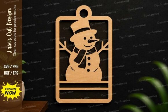 Charming Snowman Gift Tag Laser Cut SVG for Holiday Crafts