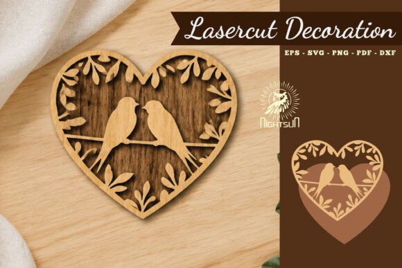 Couple Birds Lasercut Decoration SVG 5: Elegant Design