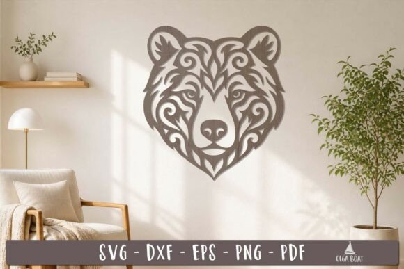 Create a stunning animal wall decor piece with this elegant Bear Head SVG Laser Cut Design.
