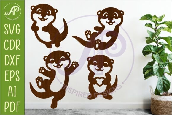 Cute Otters Silhouette SVG Shapes for Creative Projects