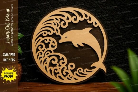 Dolphin Wave Circle Laser Cut SVG: A Premium Design Set