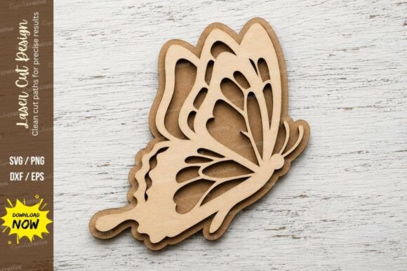 Elegant Butterfly Side Profile Laser Cut Svg