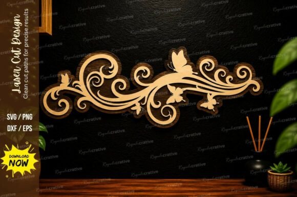 Elegant Butterfly Vine Border Laser Cut Svg for Your Projects
