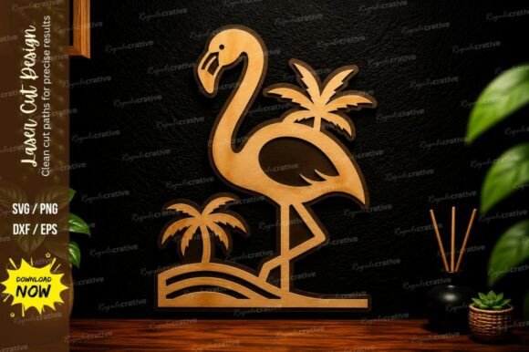 Flamingo Palm Tree Laser Cut SVG Design