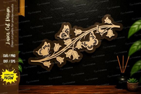 Floral Vine Border Laser Cut SVG Design for Your Projects