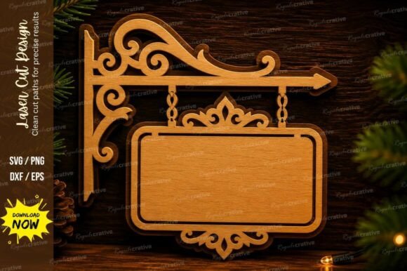 Hanging Vintage Sign Laser Cut Svg