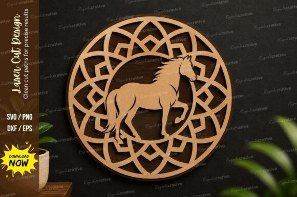 Horse Mandala Circle Laser Cut SVG Design