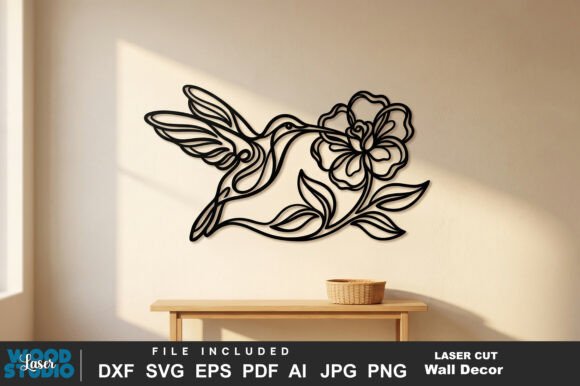 Hummingbird Flower Wall Art SVG for Laser Crafting