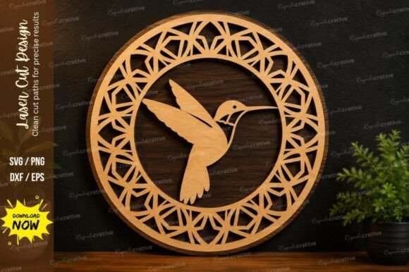 Hummingbird Mandala Circle Laser Cut SVG