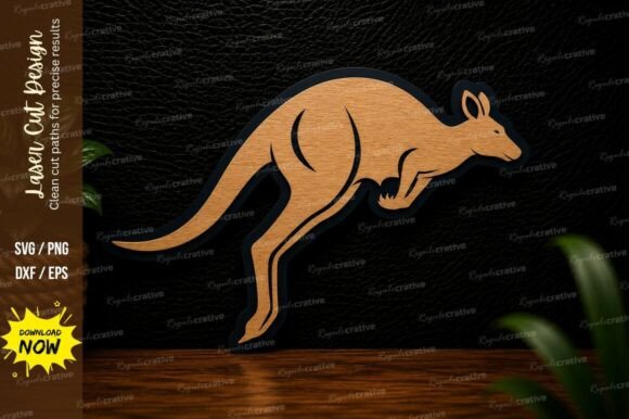 Jumping Kangaroo Laser Cut SVG Design for Dynamic Projects