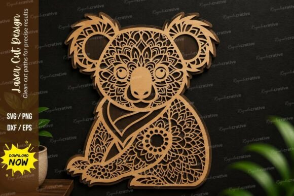 Koala Bear Mandala Laser Cut SVG Design