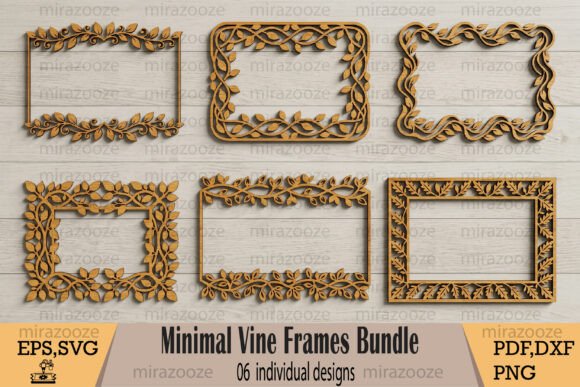 Minimal Vine Frames Bundle: Elegant Botanical SVG & DXF Designs