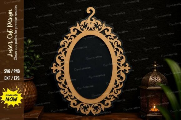 Oval Floral Border Laser Cut Svg Design
