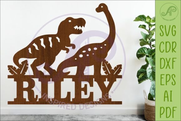 Personalized Dinosaur Name Sign SVG for Nursery Decor