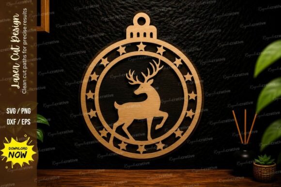 Reindeer Ornament Laser Cut SVG Design for Crafts