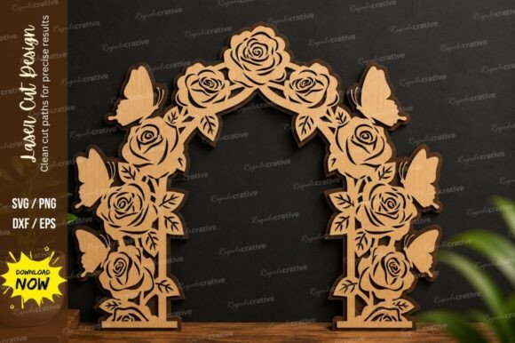 Rose Butterfly Arch Laser Cut SVG Design