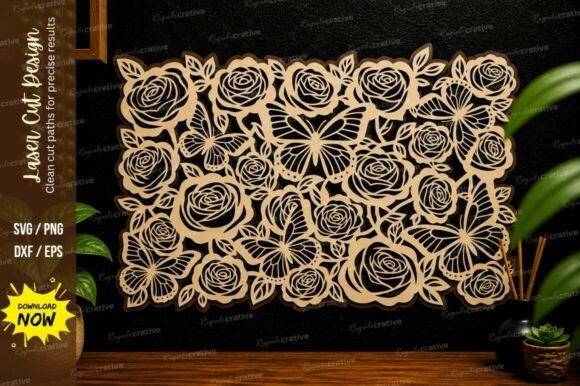 Rose Floral Laser Cut Wall Art