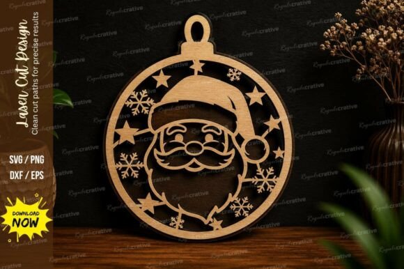 Santa Ornament SVG Laser Cut Svg Design for Crafts