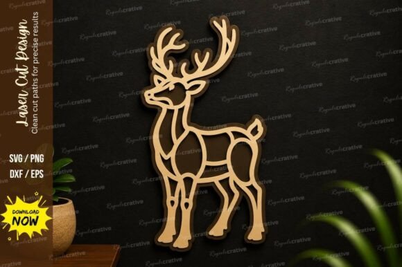 Standing Deer Laser Cut SVG Design for Elegant Projects
