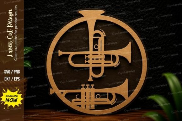 Trumpet Circle Laser Cut SVG Design for Precision Crafting