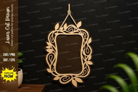 Vintage Hanging Frame SVG: Elegant Laser Cut Designs
