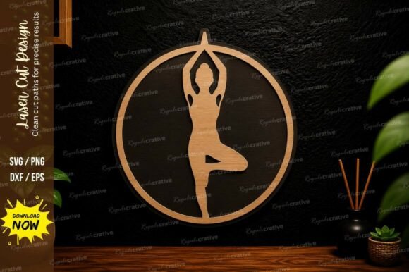 Yoga Pose Circle Laser Cut Svg Design